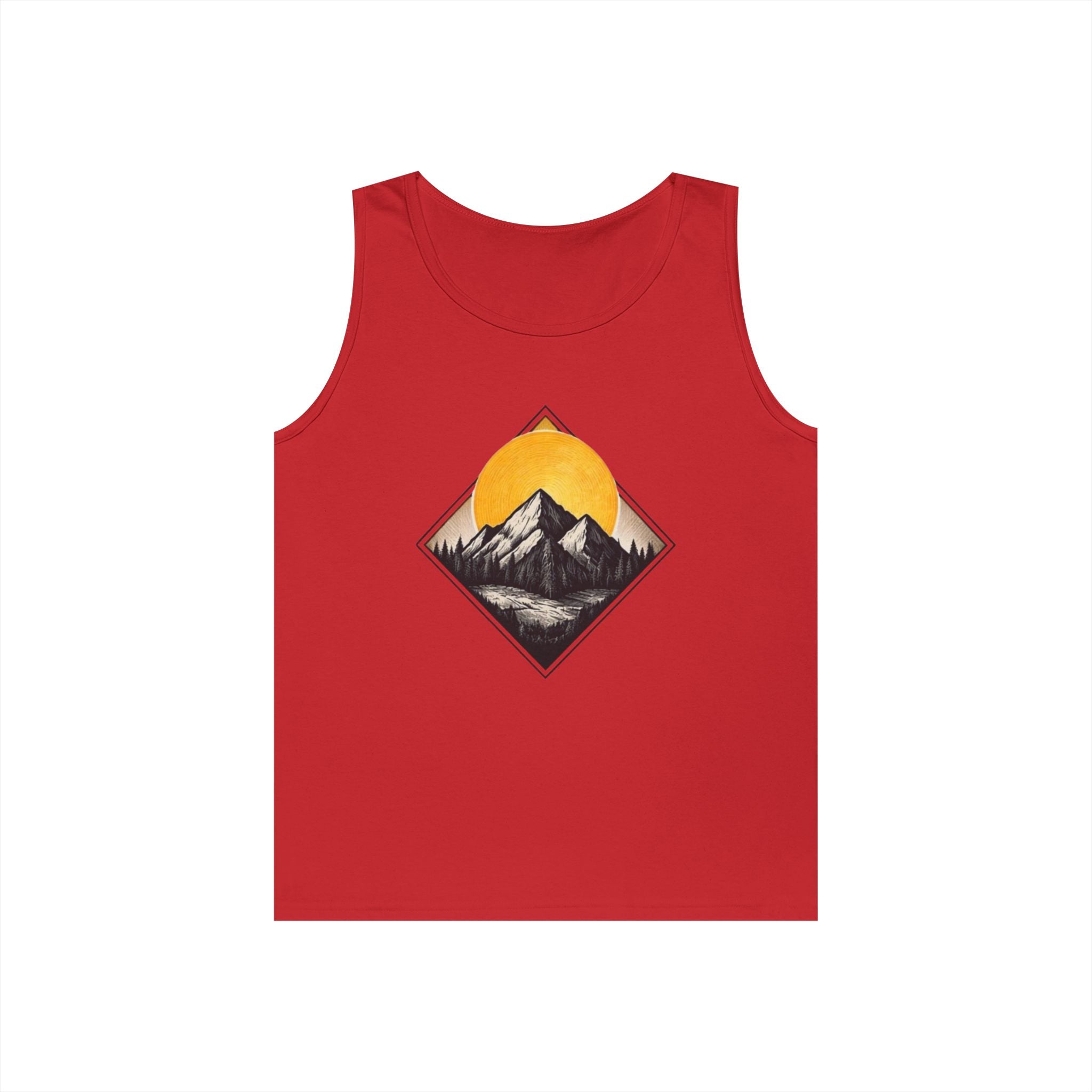 Mountain Explorer Tank Top | Retro Sunset Mountain Graphic