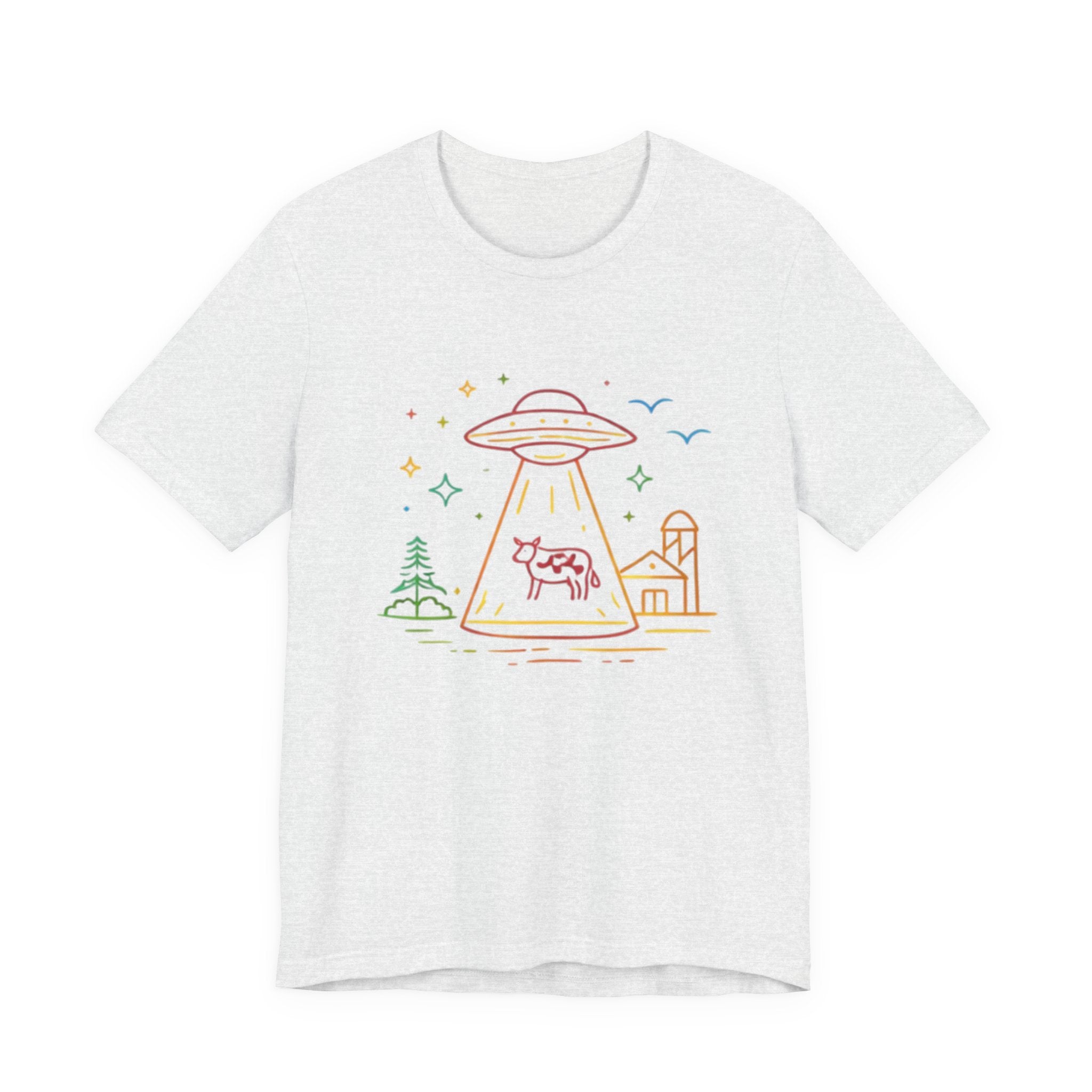 Alien Cow Abduction T-Shirt | Cute Pastel UFO Farm Graphic Tee