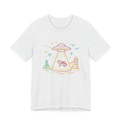 Alien Cow Abduction T-Shirt | Cute Pastel UFO Farm Graphic Tee
