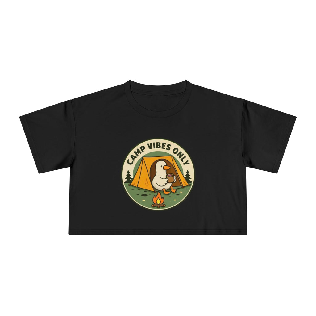 Camp Vibes Only Crop Tee | Cute Camping Goose Graphic