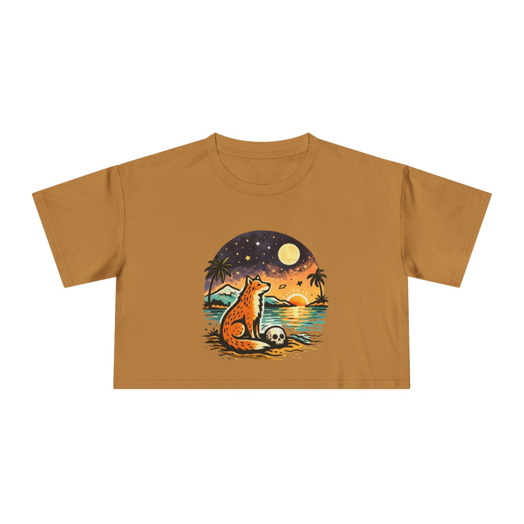 Crop Tee | Sunset Fox Beach Graphic