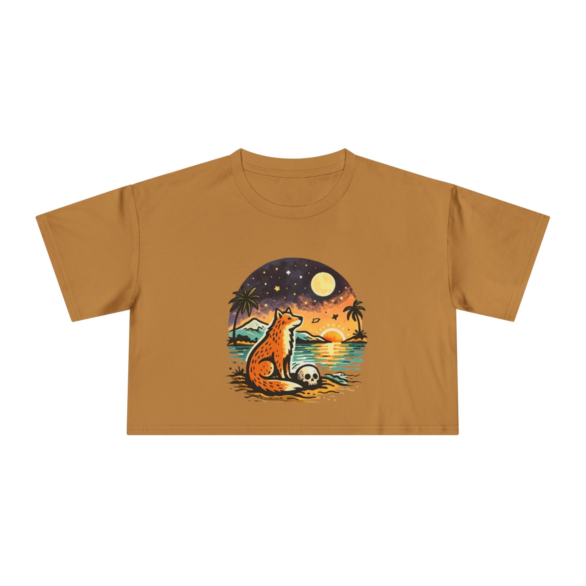 Crop Tee | Sunset Fox Beach Graphic