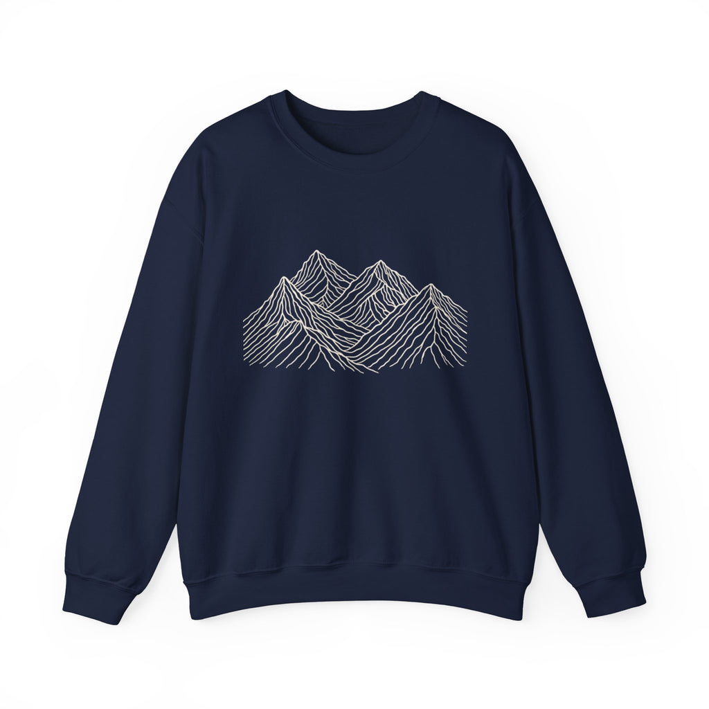 Mountain Line Art Crewneck Sweatshirt | Minimalist Outdoor Graphic Sweater