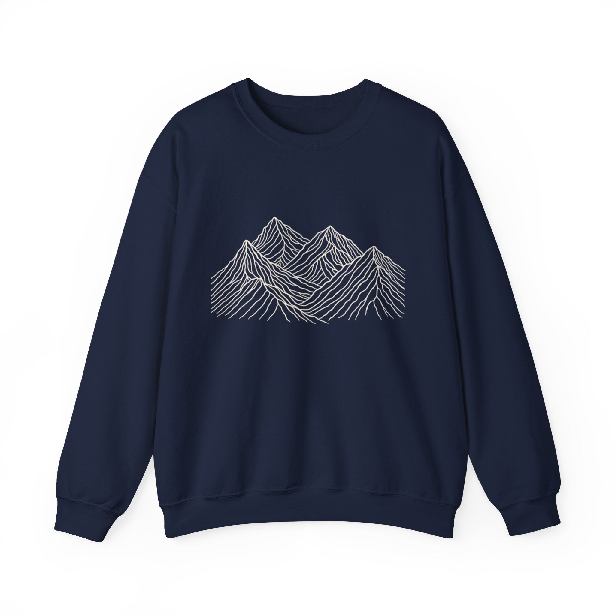 Mountain Line Art Crewneck Sweatshirt | Minimalist Outdoor Graphic Sweater