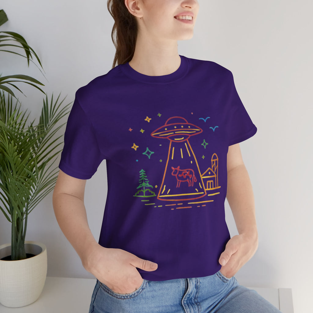 Alien Cow Abduction T-Shirt | Cute Pastel UFO Farm Graphic Tee