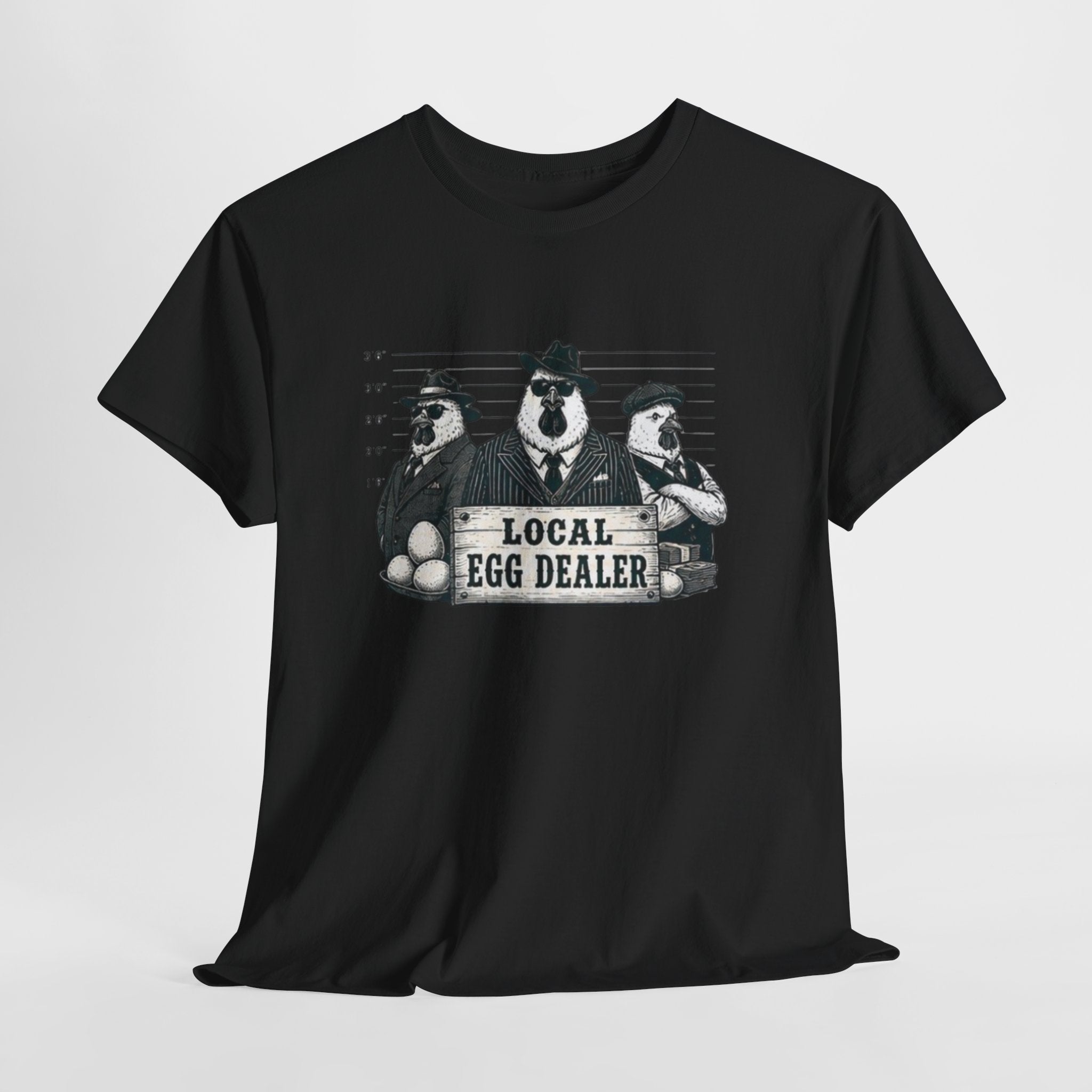 Local Egg Dealer T-Shirt | Funny Farm Mugshot Chicken & Egg Farmer Tee