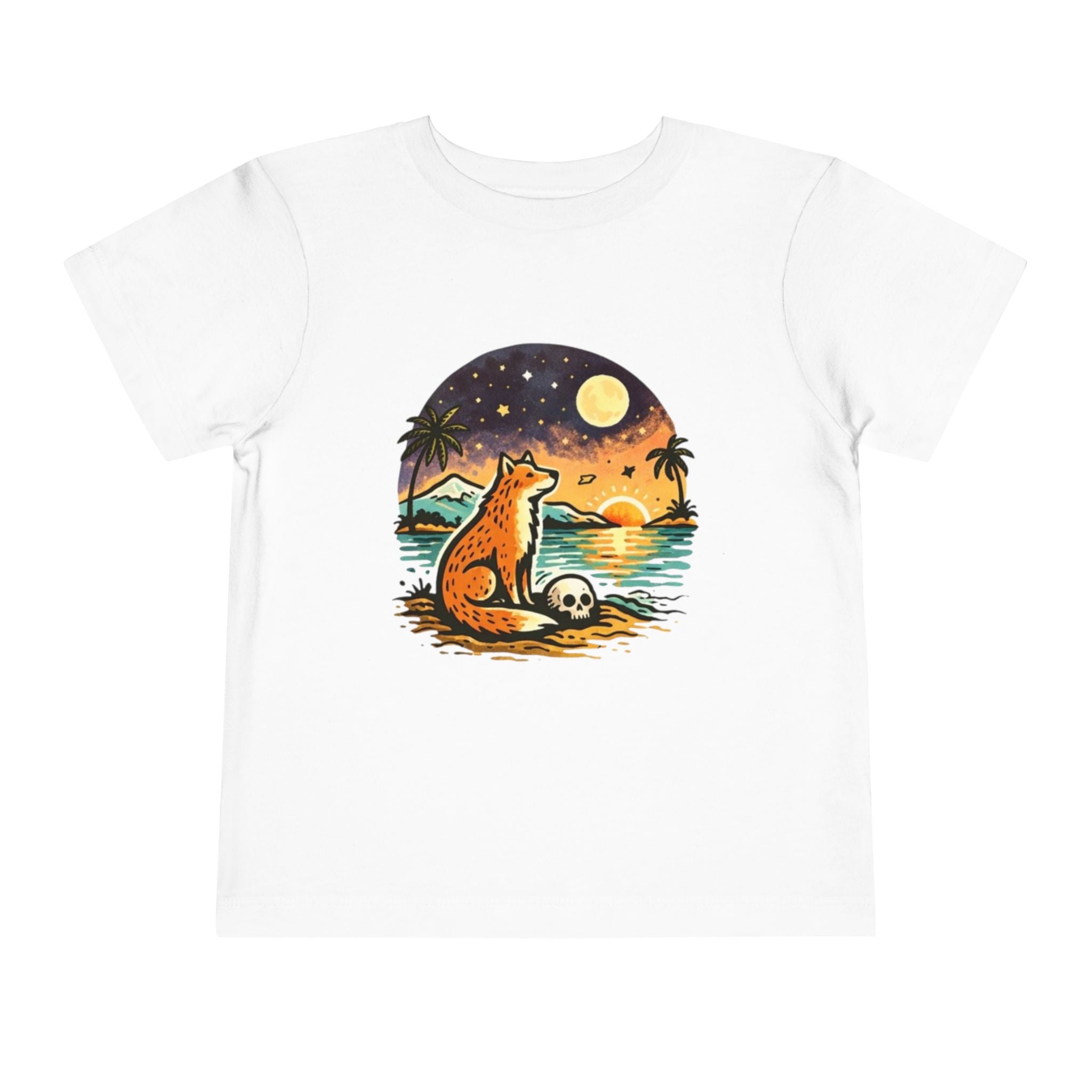 Toddler Tee | Fox Watching Sunset Beach Illustration