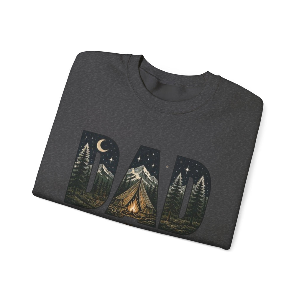 Dad Camping Crewneck Sweatshirt | Rustic Campfire & Mountain Outdoor Dad Gift
