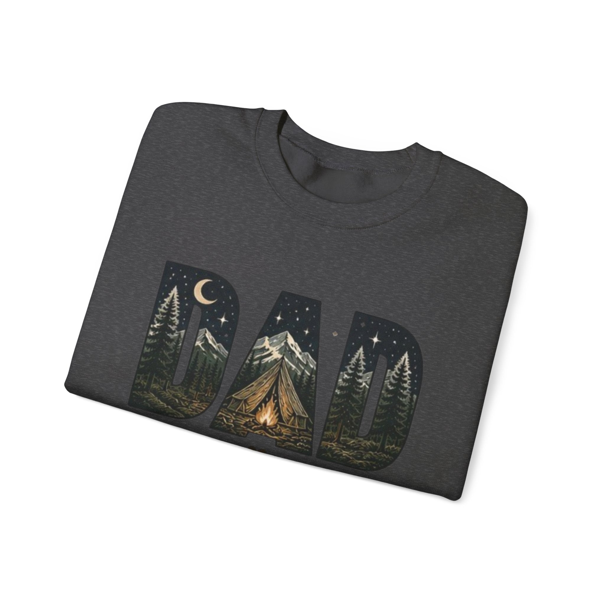 Dad Camping Crewneck Sweatshirt | Rustic Campfire & Mountain Outdoor Dad Gift