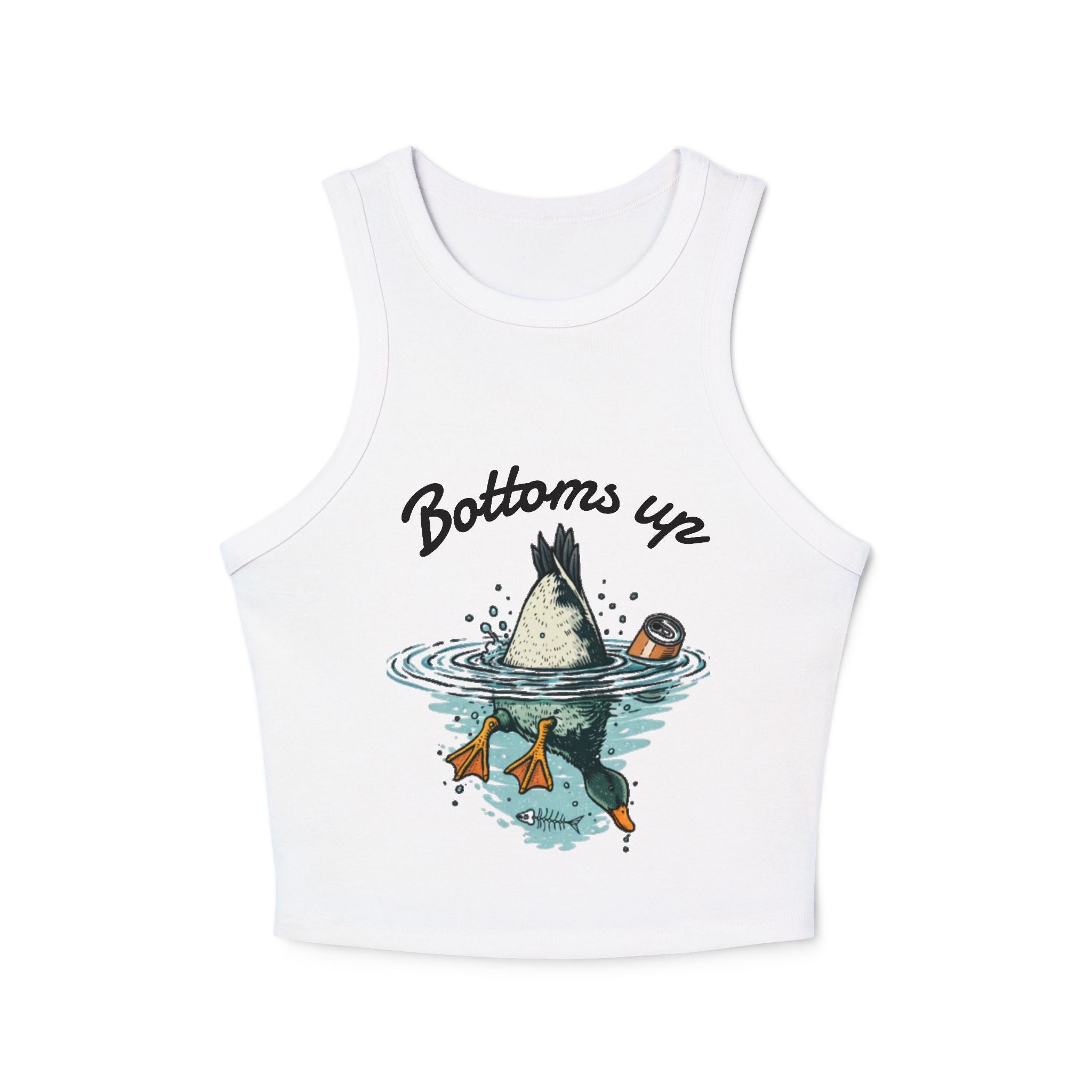 Bottoms Up Duck Illustration Racer Tank Top | Womens Summer Graphic Crop