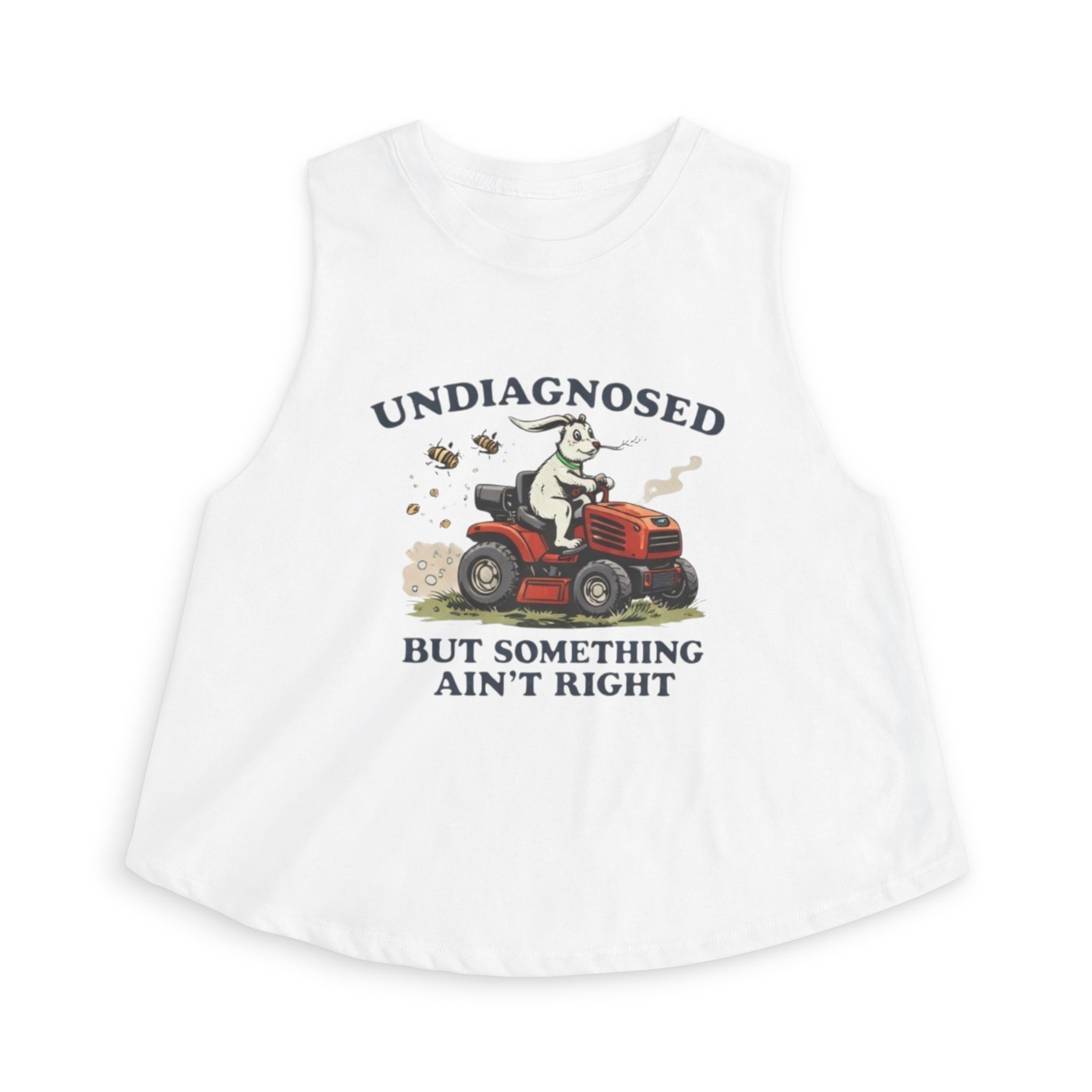 Undiagnosed But Something Ain't Right Bunny Tractor Crop Top | Bee Chase Graphic