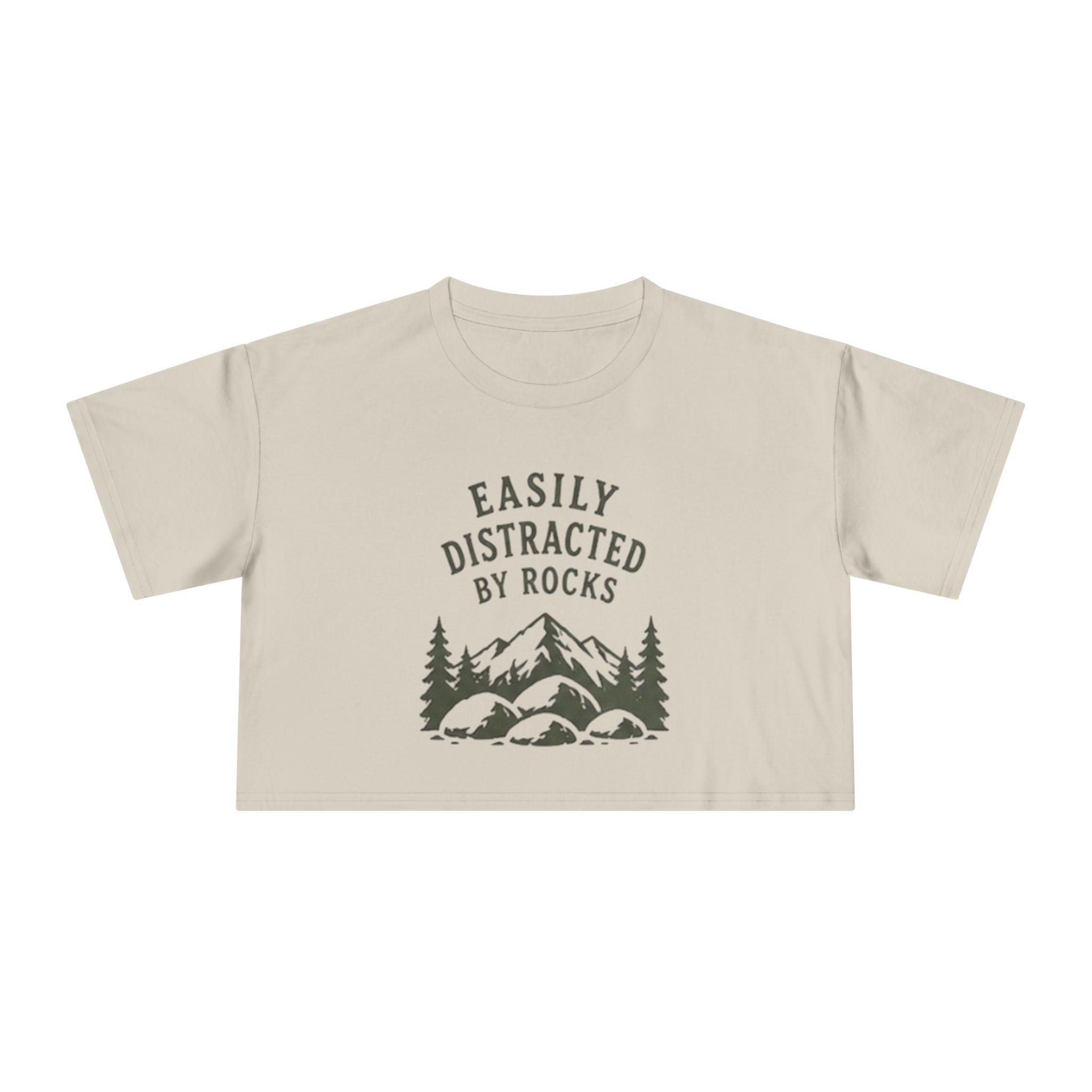 Crop Tee | "Easily Distracted by Rocks" Nature Crop Top for Rock Lovers