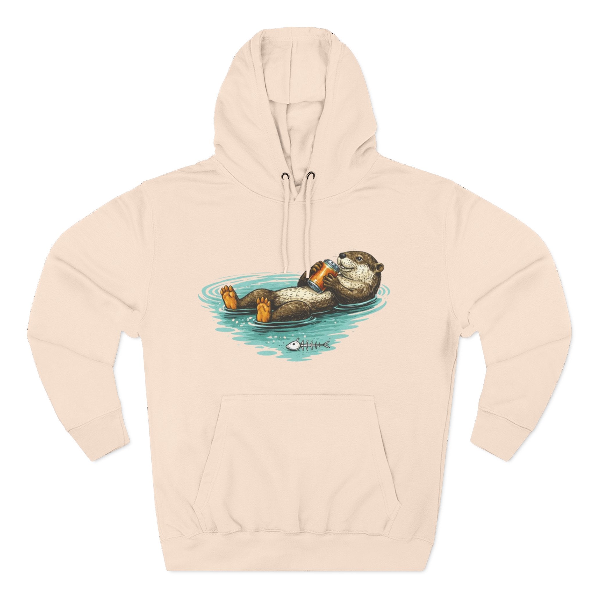 Otter Floating Graphic Hoodie | Relaxing Sea Otter with Beer Pullover