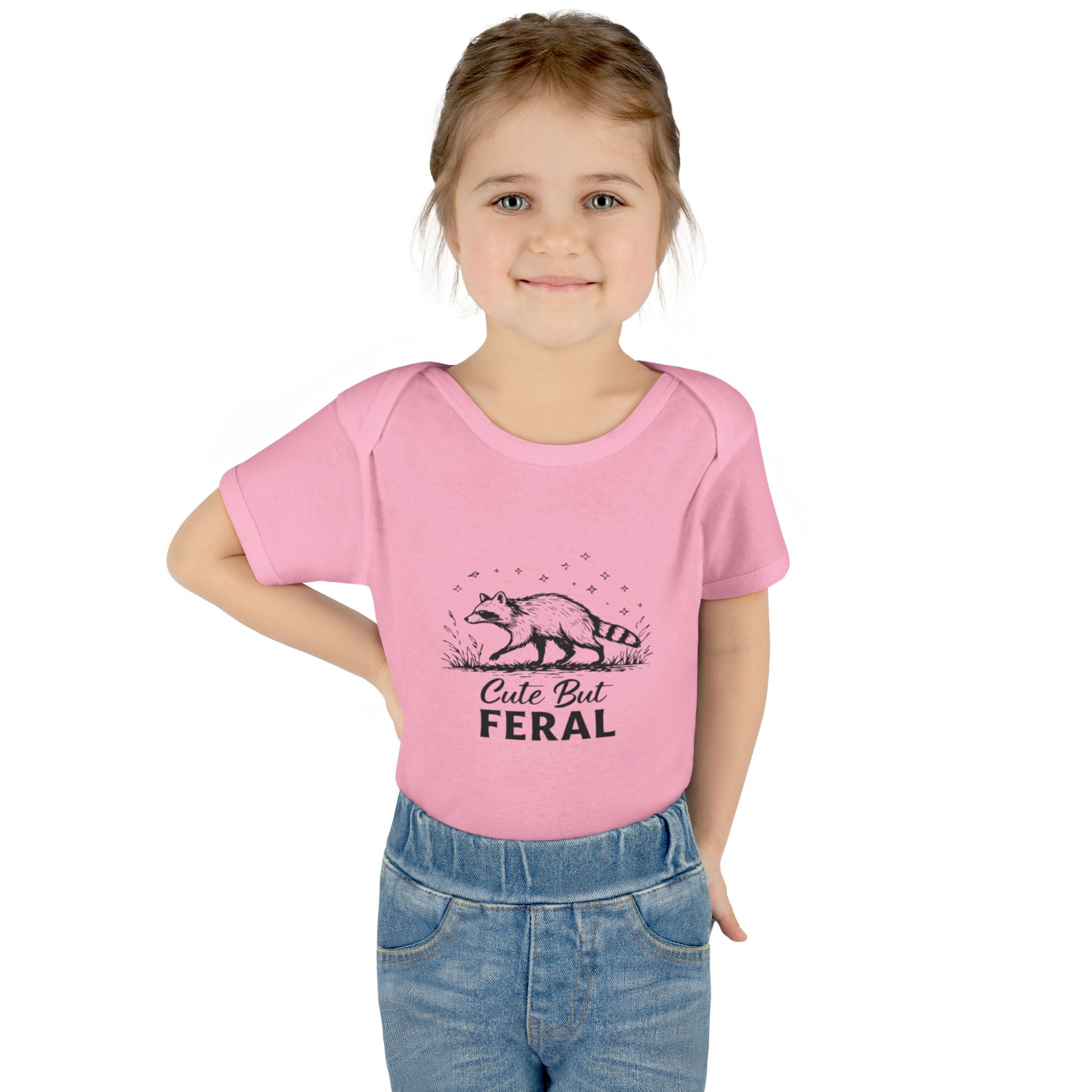 Infant Bodysuit  "Cute But Feral" Raccoon Baby Onesie | Funny Newborn Shower Gift