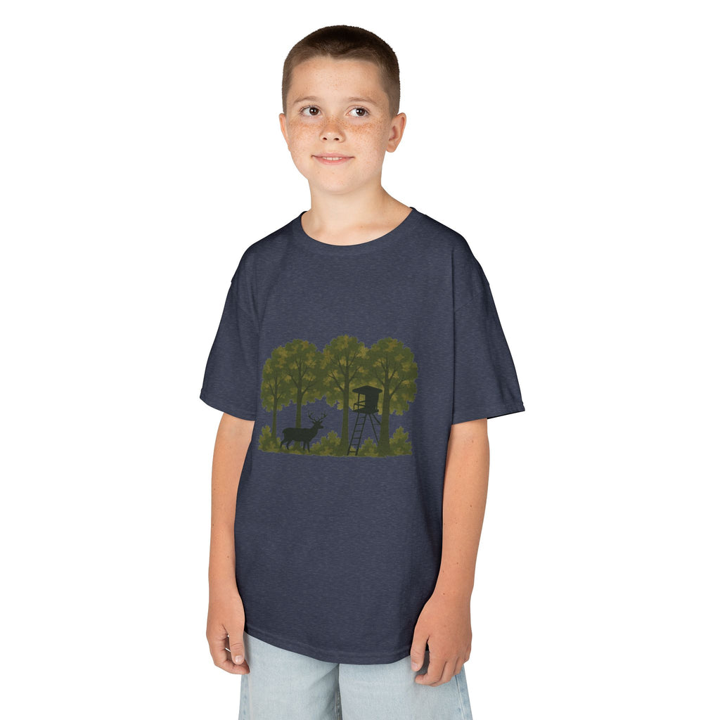 Kids Tee | Forest Deer & Hunting Stand Silhouette Shirt