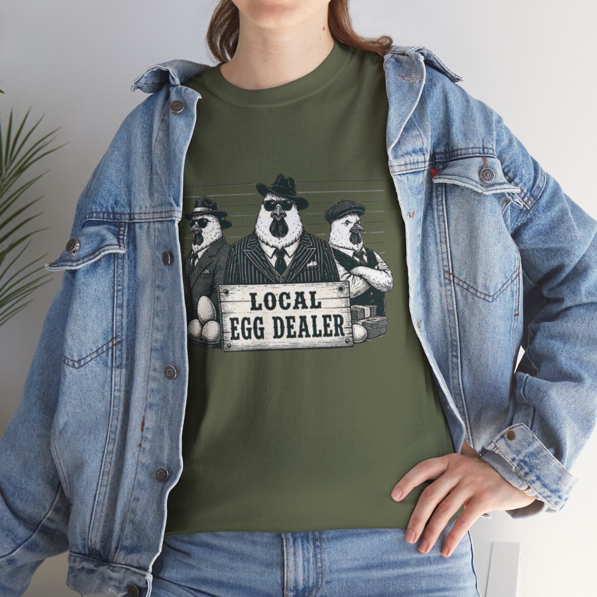 Local Egg Dealer T-Shirt | Funny Farm Mugshot Chicken & Egg Farmer Tee