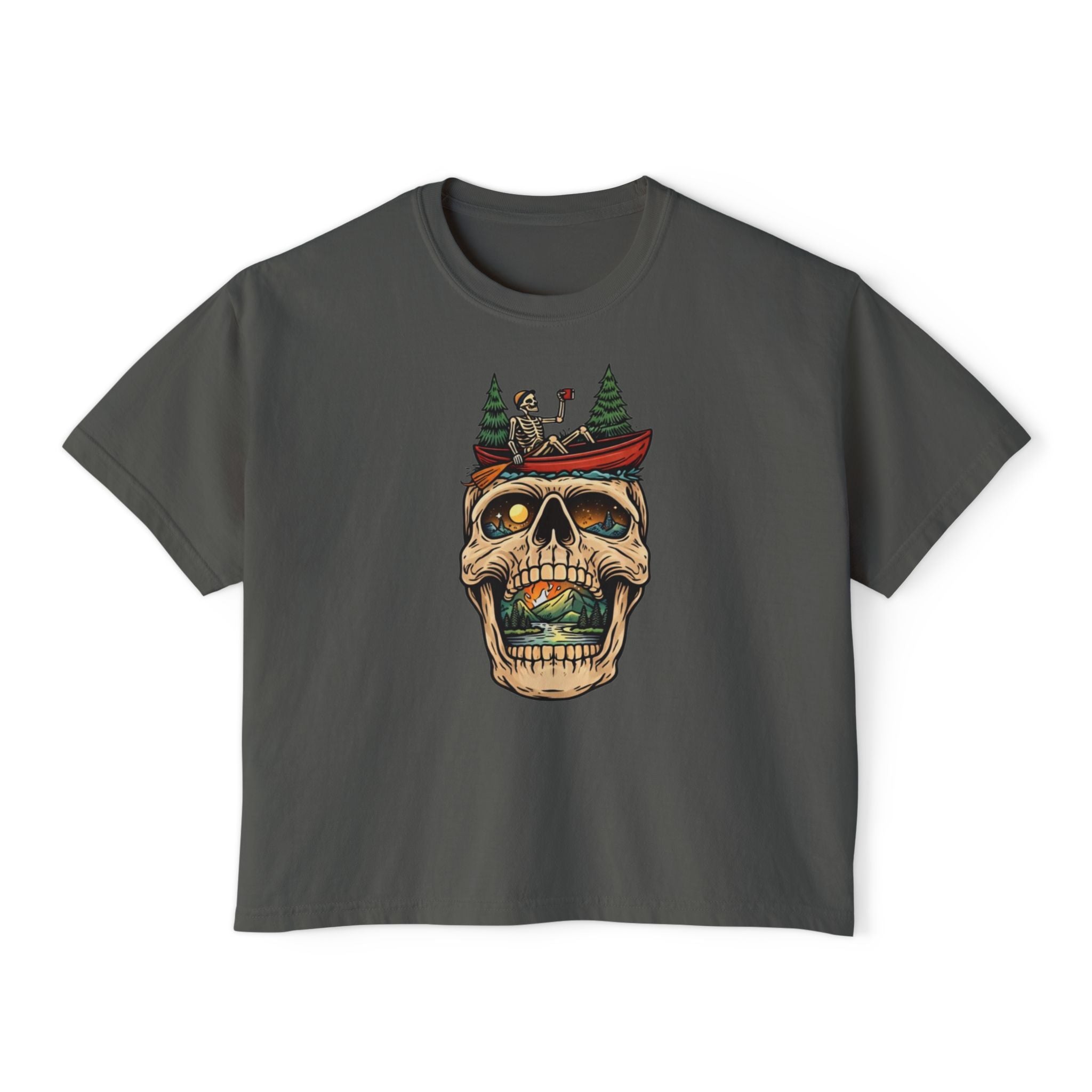 Skull Canoe Graphic Tee | Adventure Outdoors Women's Boxy T-Shirt
