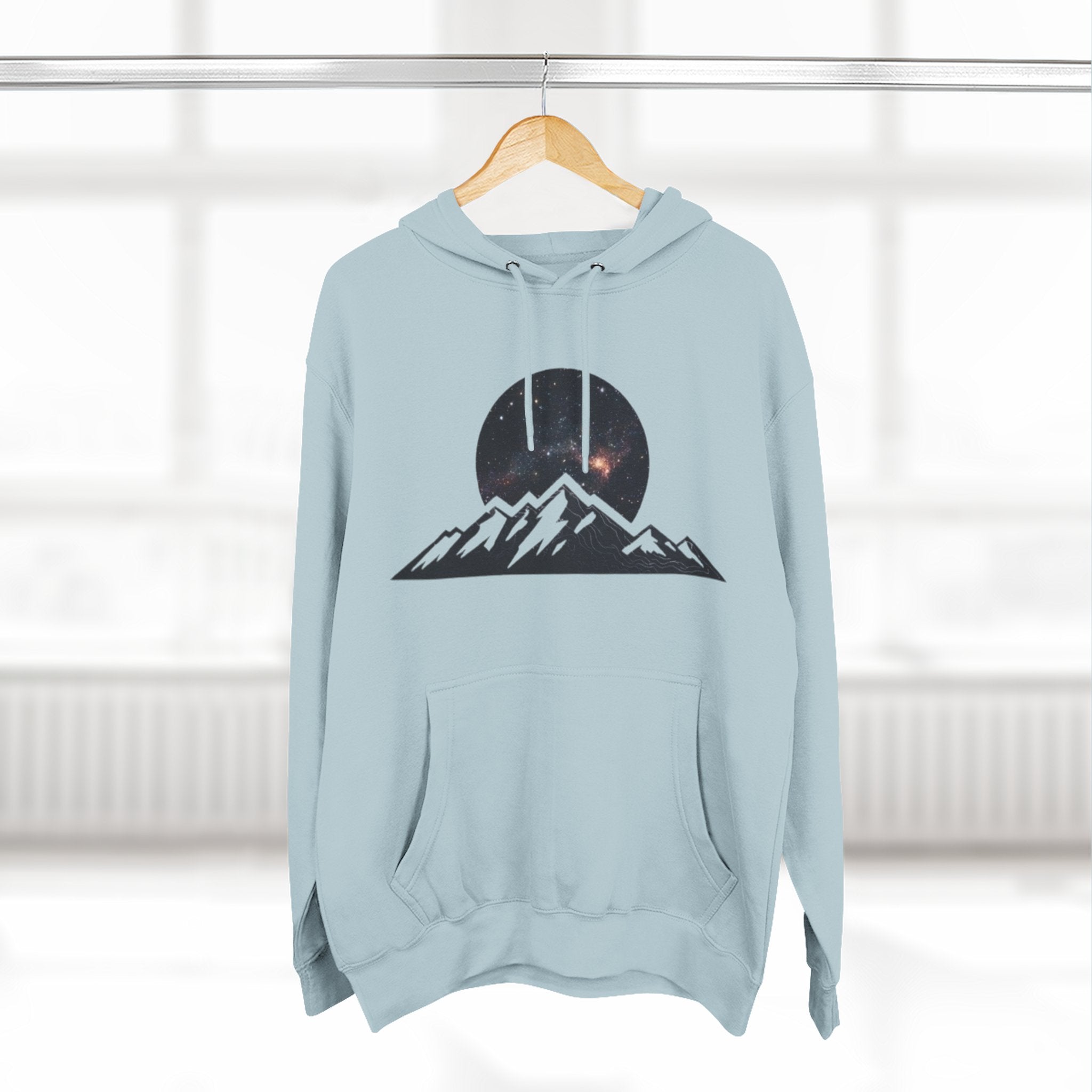Mountain Sunset Hoodie | Minimalist Mountain Range with Night Sky Graphic