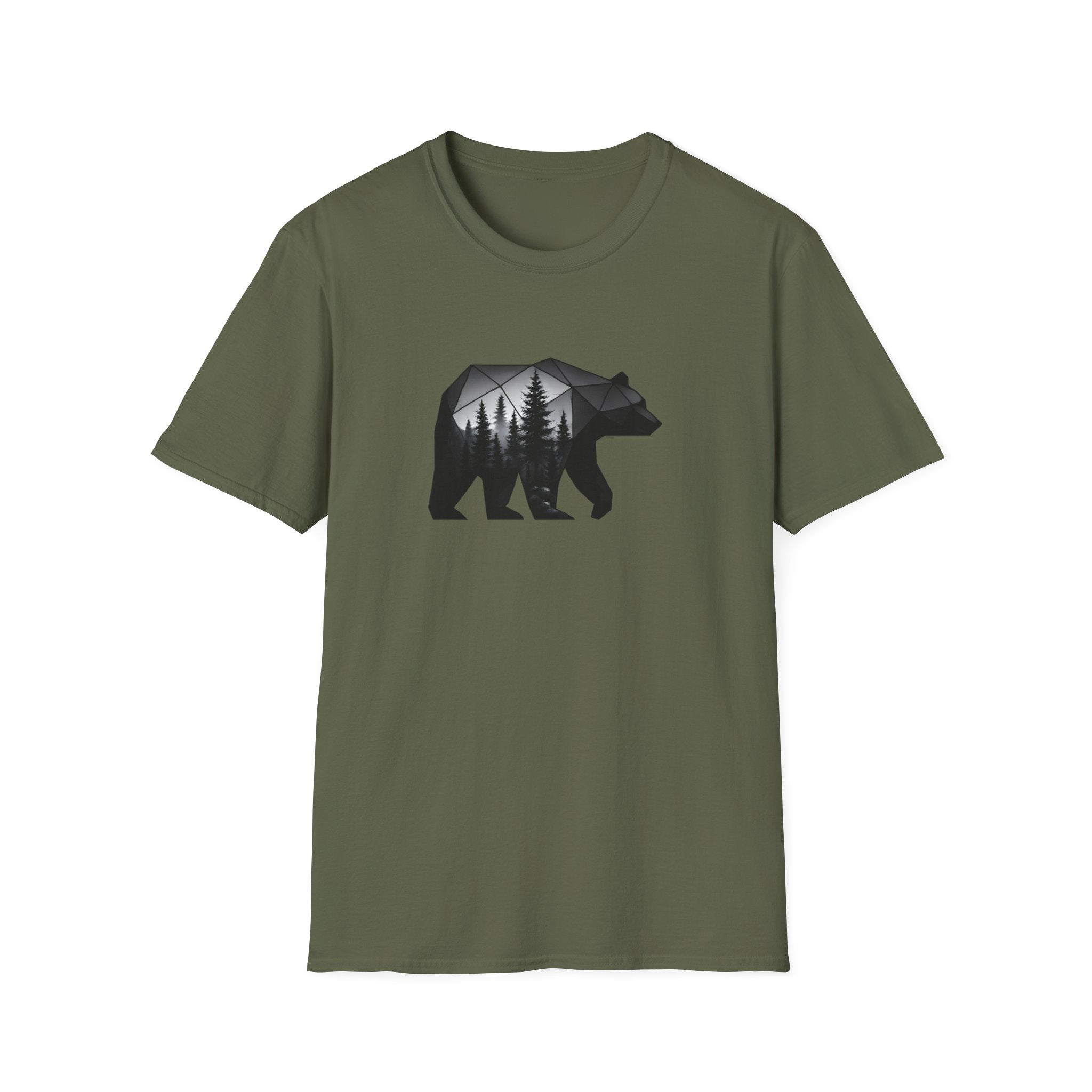 Geometric Bear Forest T-Shirt | Modern Nature Graphic Tee