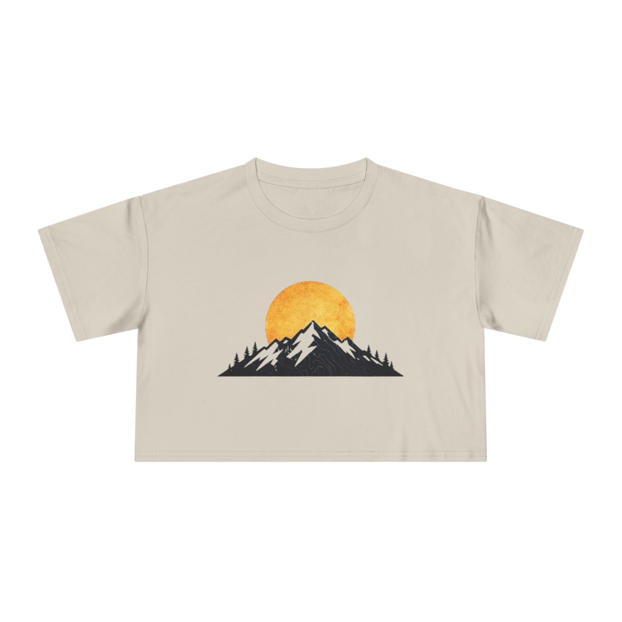 Mountain Sunrise Womens Crop Tee | Minimal Nature Graphic Top
