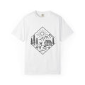 Cabin Adventure Graphic T-Shirt | Mountain, Deer & Forest Line Art