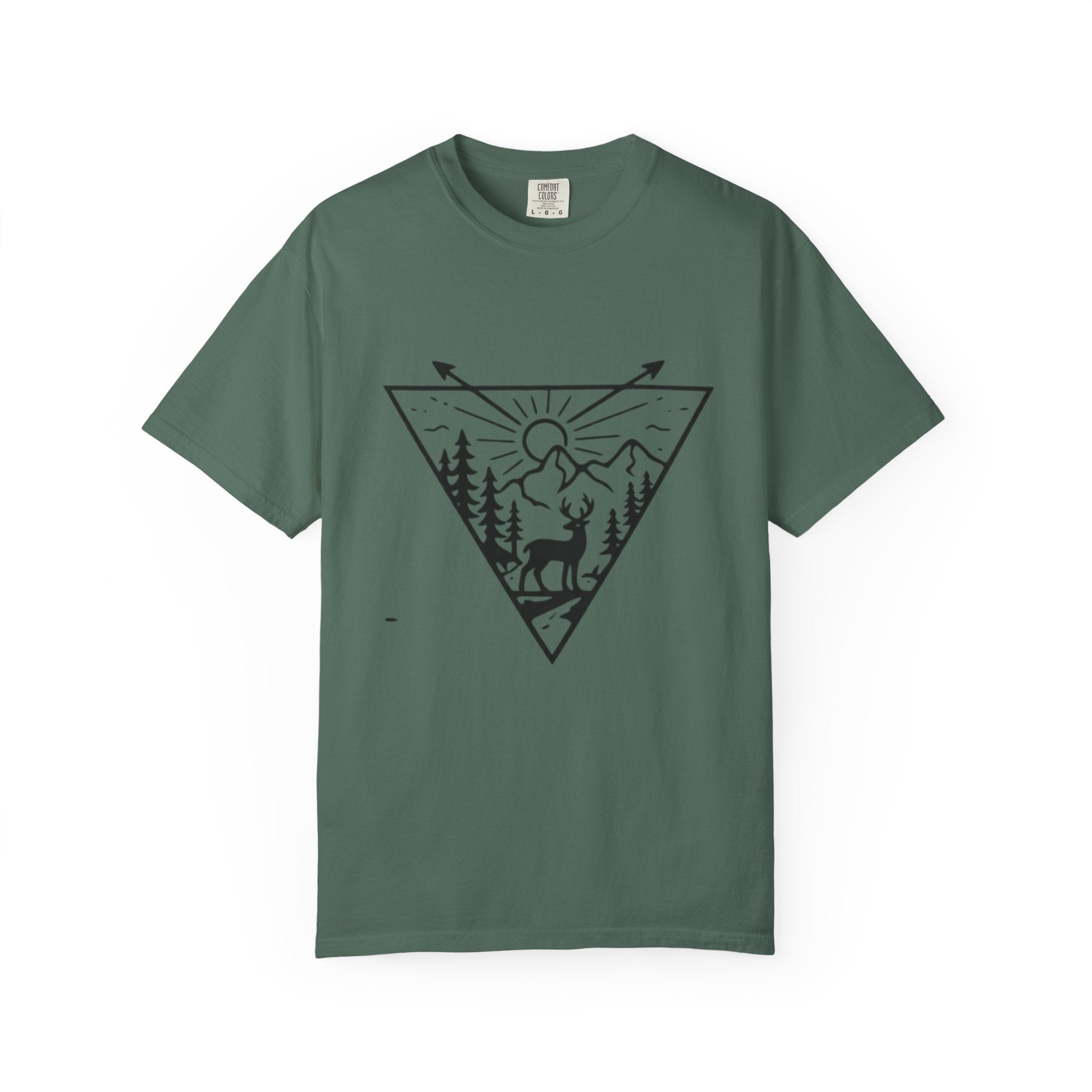 Adventure Deer Mountain T-Shirt | Outdoor Nature Triangle Design