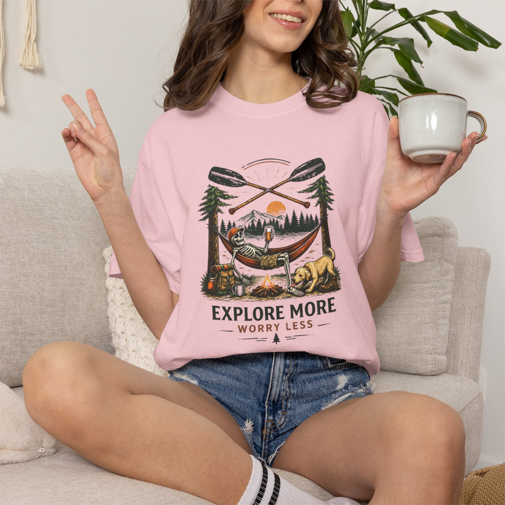 Explore More Worry Less T-Shirt | Outdoor Camping Adventure Graphic Tee