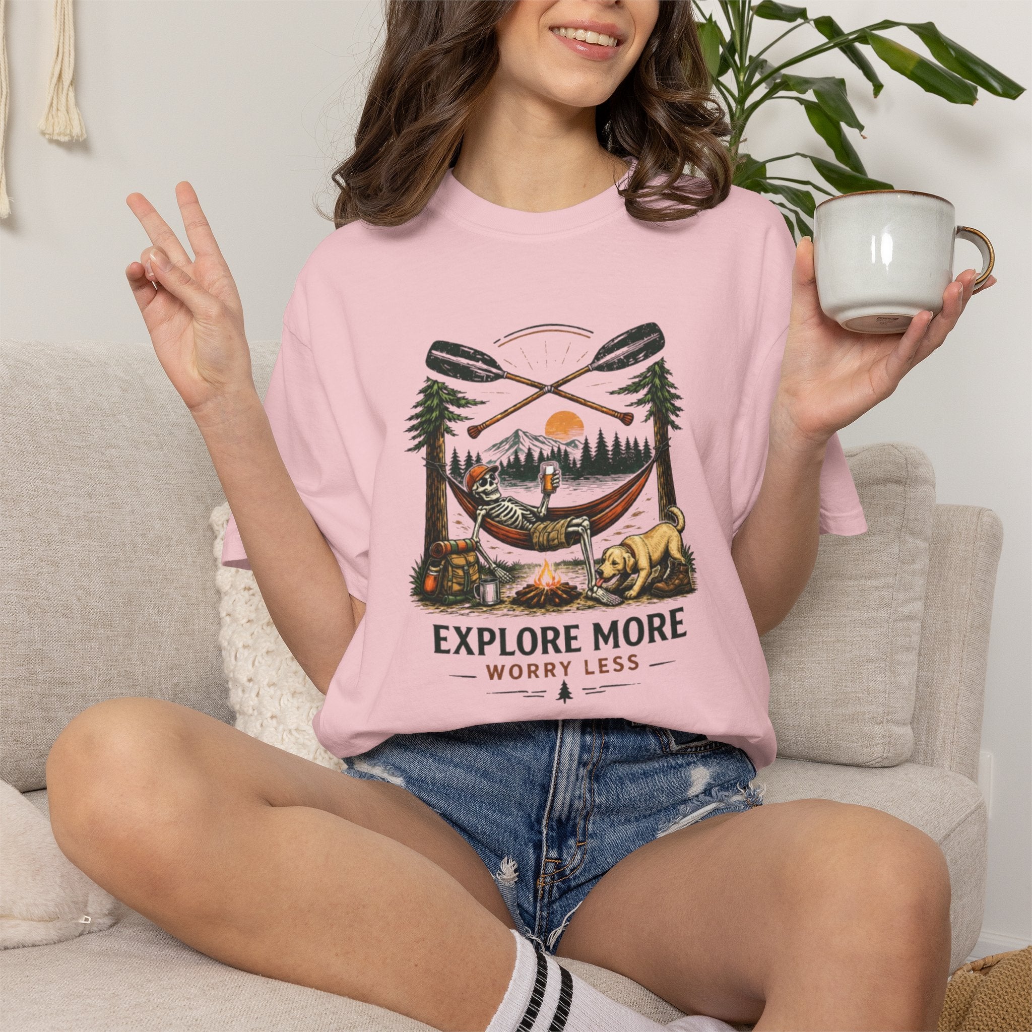 Explore More Worry Less T-Shirt | Outdoor Camping Adventure Graphic Tee