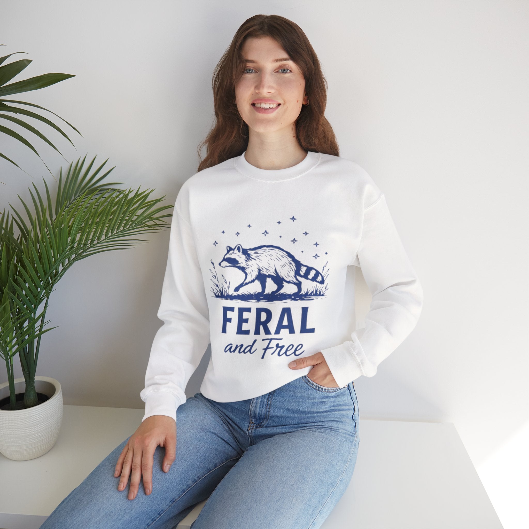 Raccoon "Feral and Free" Crewneck Sweatshirt
