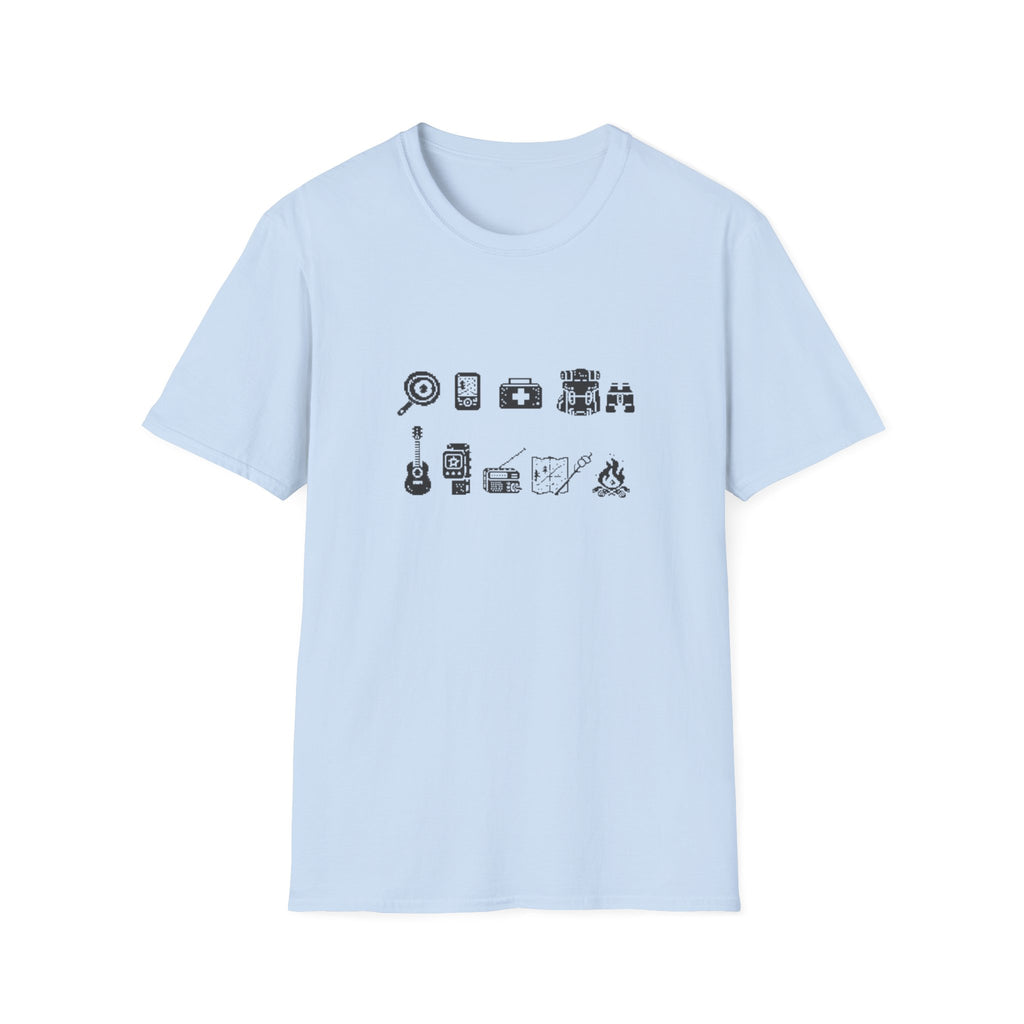 T-Shirt | Minimal Camping Gear Icons Graphic Tee | Camping Kit Tee