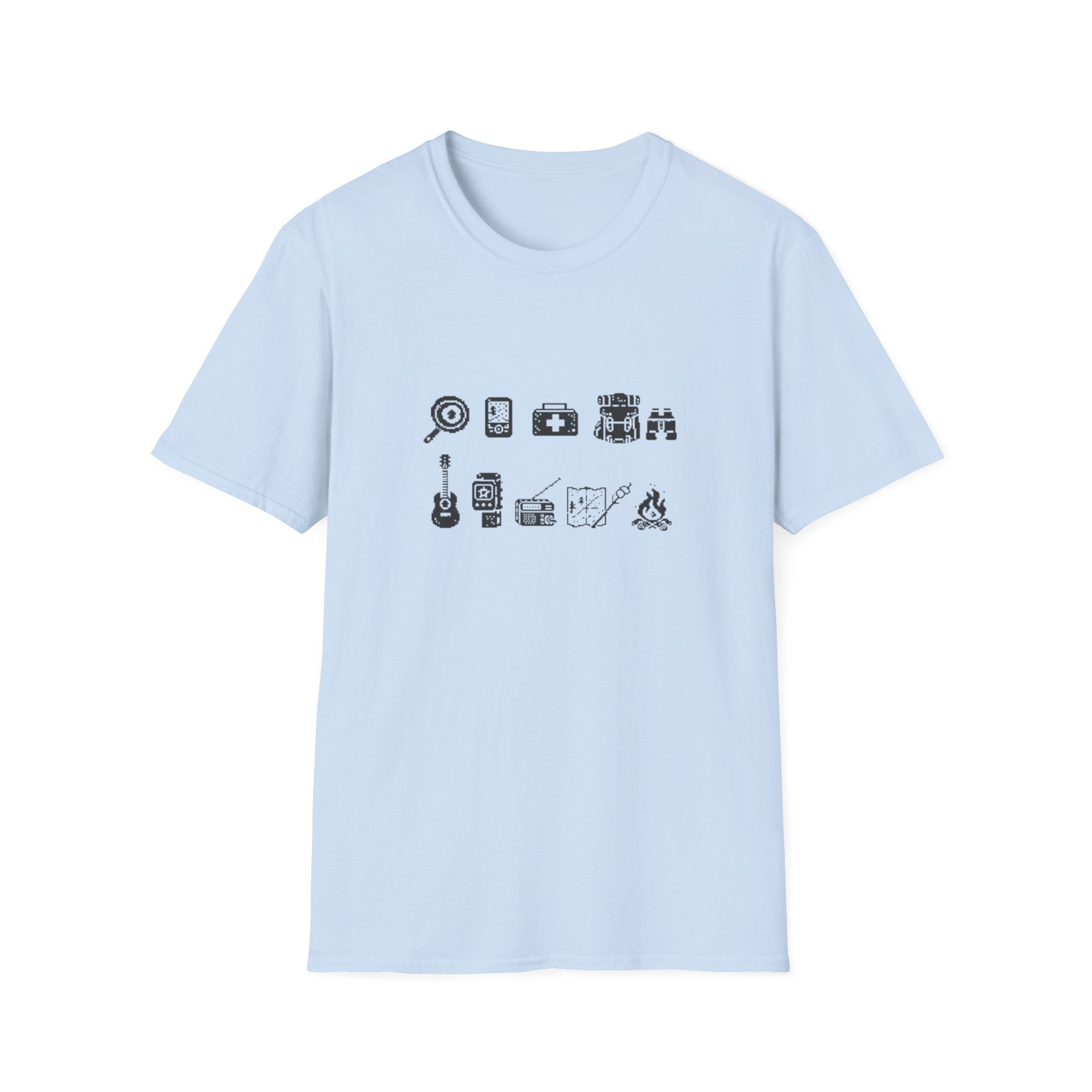 T-Shirt | Minimal Camping Gear Icons Graphic Tee | Camping Kit Tee