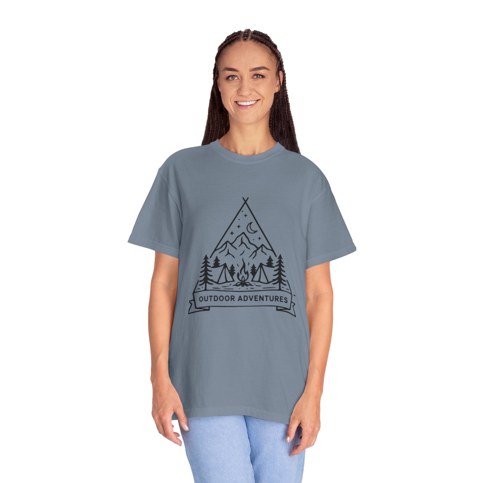 Outdoor Adventures T-Shirt | Camping Mountains Campfire Graphic Tee