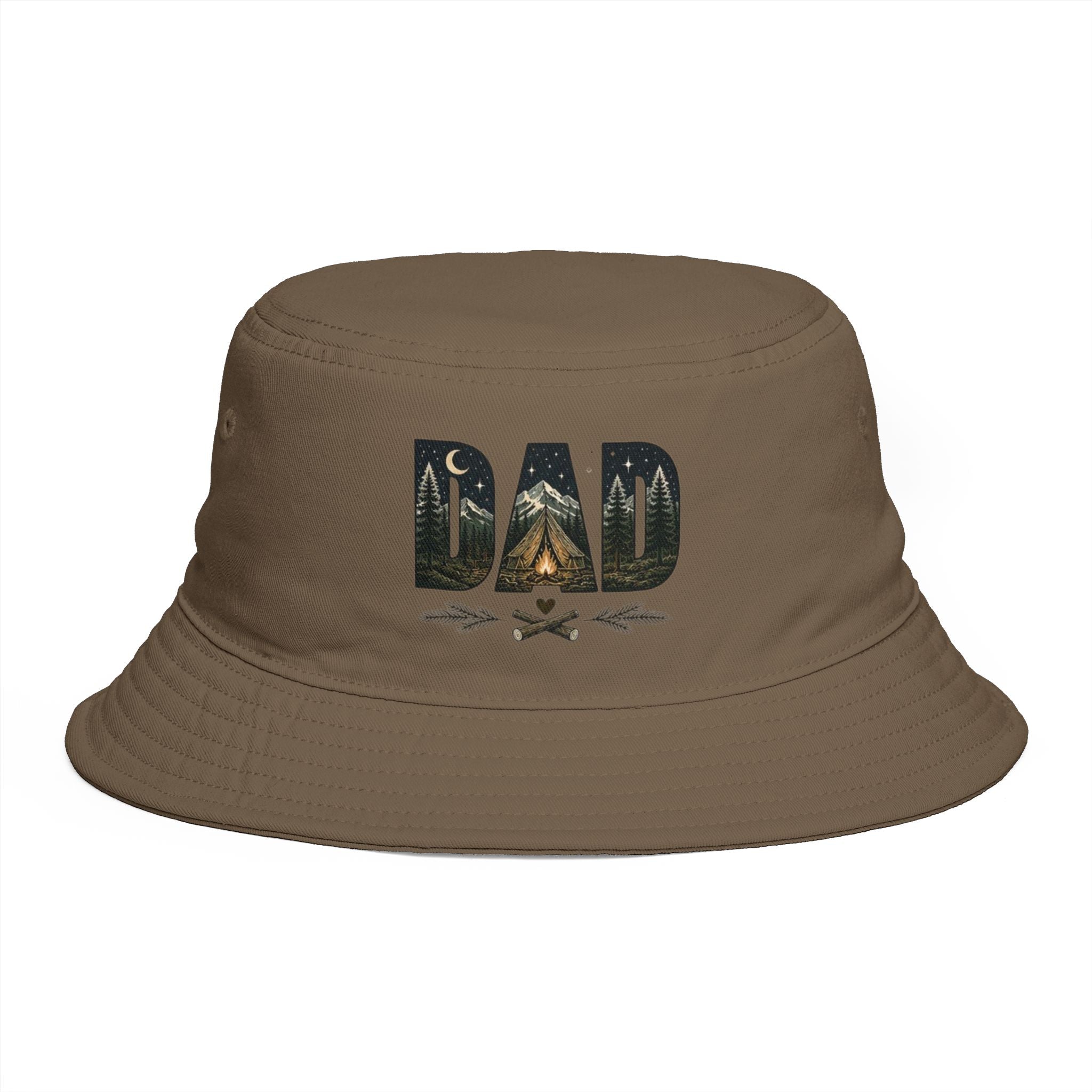 Dad Camping Bucket Hat | Outdoor Tent & Campfire Design