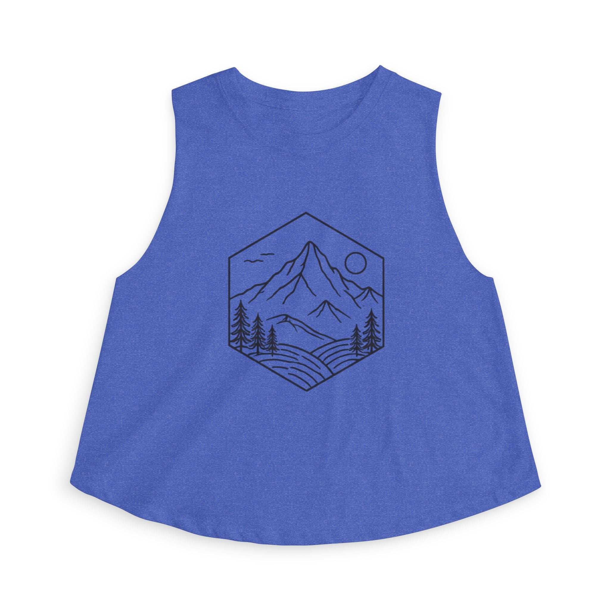 Women's Crop Top | Minimal Mountain Line Art Tank Top