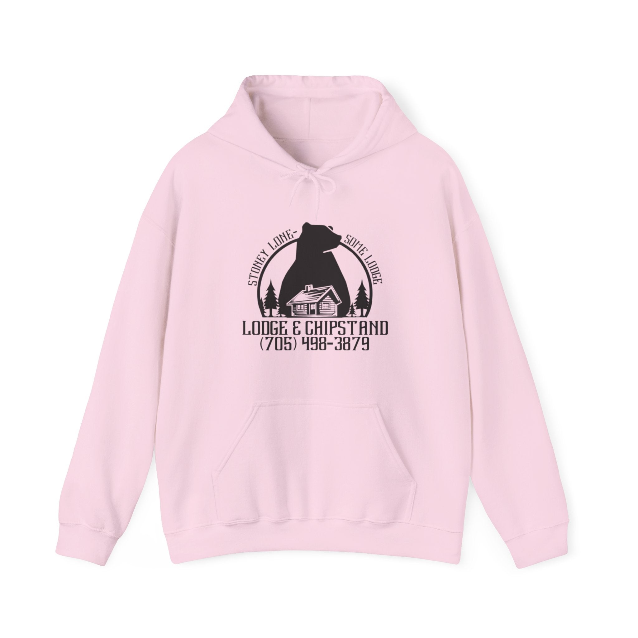 Lodge & Chipstand Bear Logo Hoodie | Rustic Cabin Camping Sweatshirt