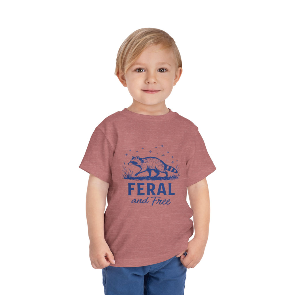Toddler Tee | "Feral and Free" Raccoon Graphic