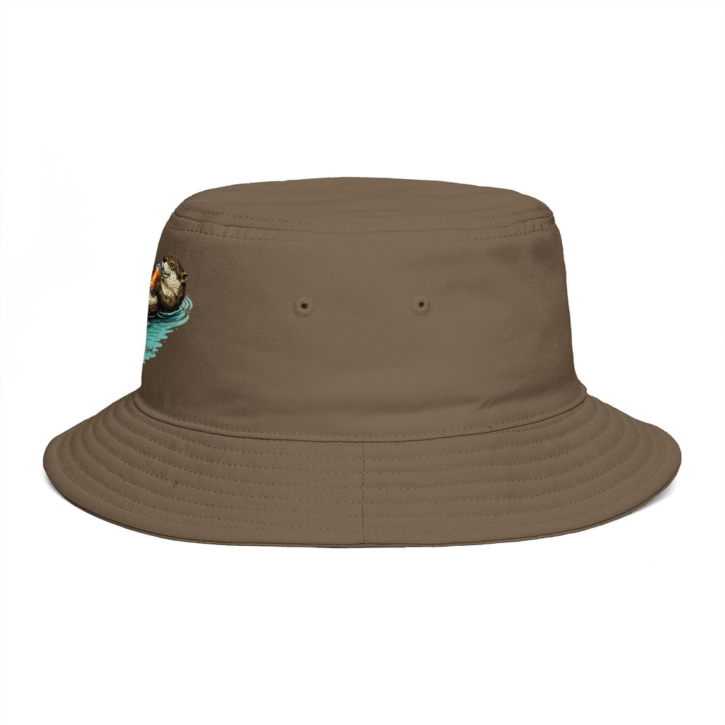 Otter Float Bucket Hat | Cute River Otter Relaxing on Water, Casual Outdoor Sun Hat