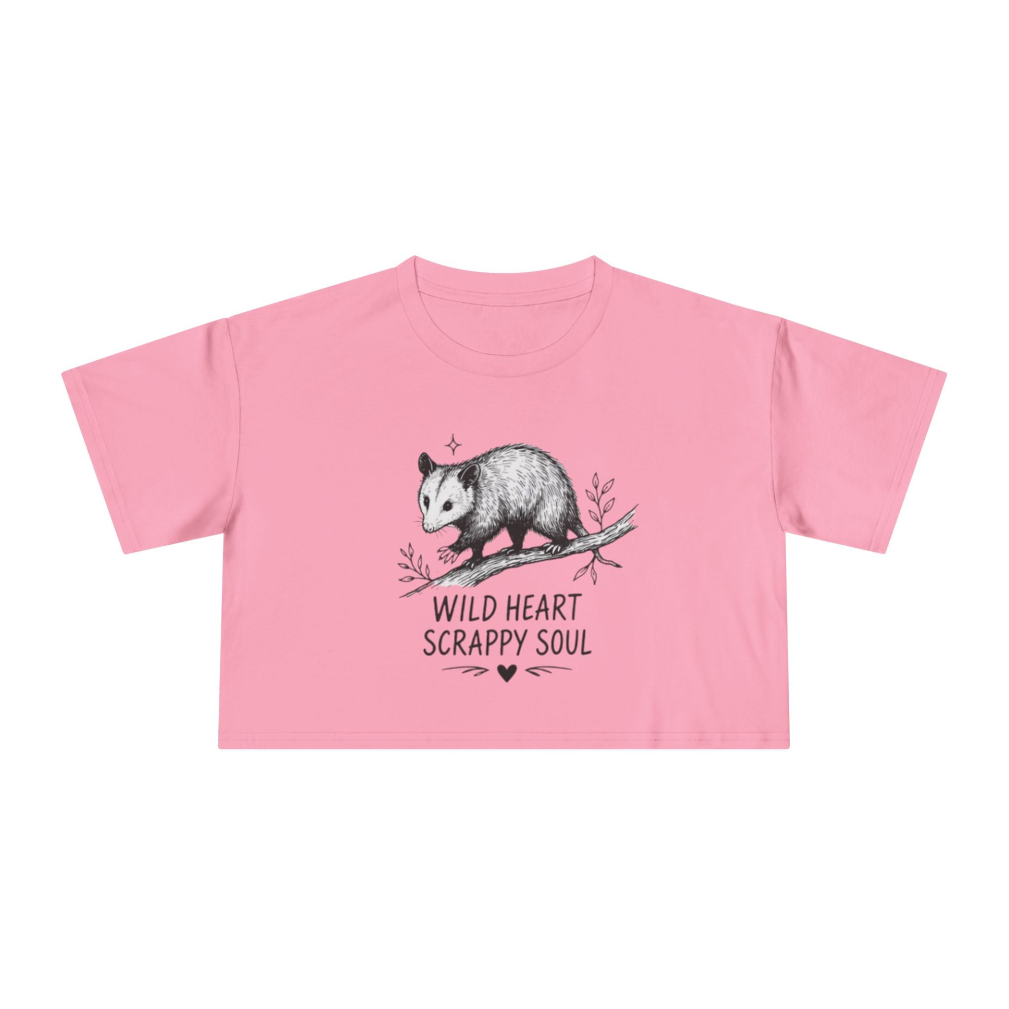 Crop Tee | Wild Heart Scrappy Soul Opossum Graphic Womens Cropped T-Shirt