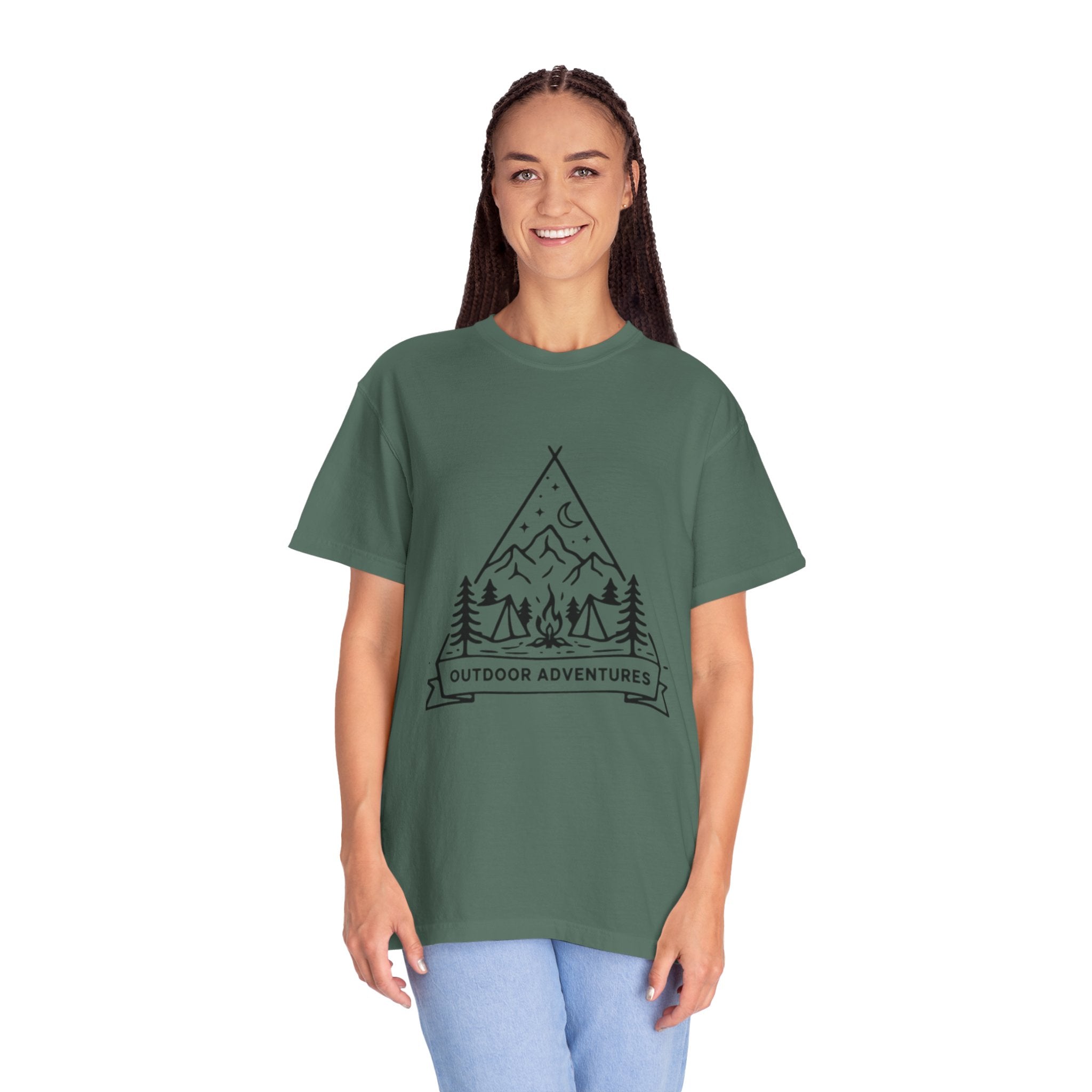 Outdoor Adventures T-Shirt | Camping Mountains Campfire Graphic Tee