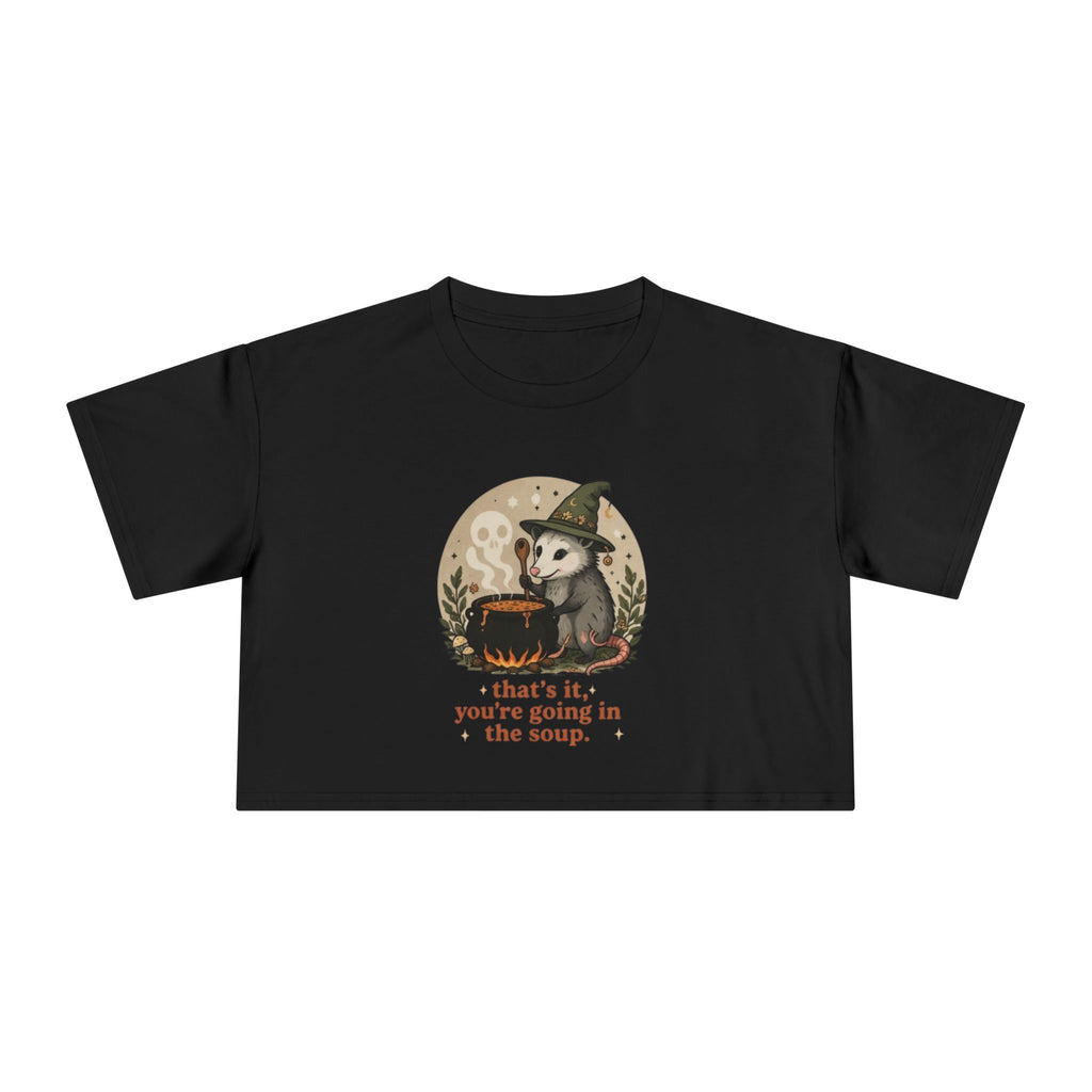 Crop Tee | Witch Cat Cauldron "thats it, youre going in the soup."