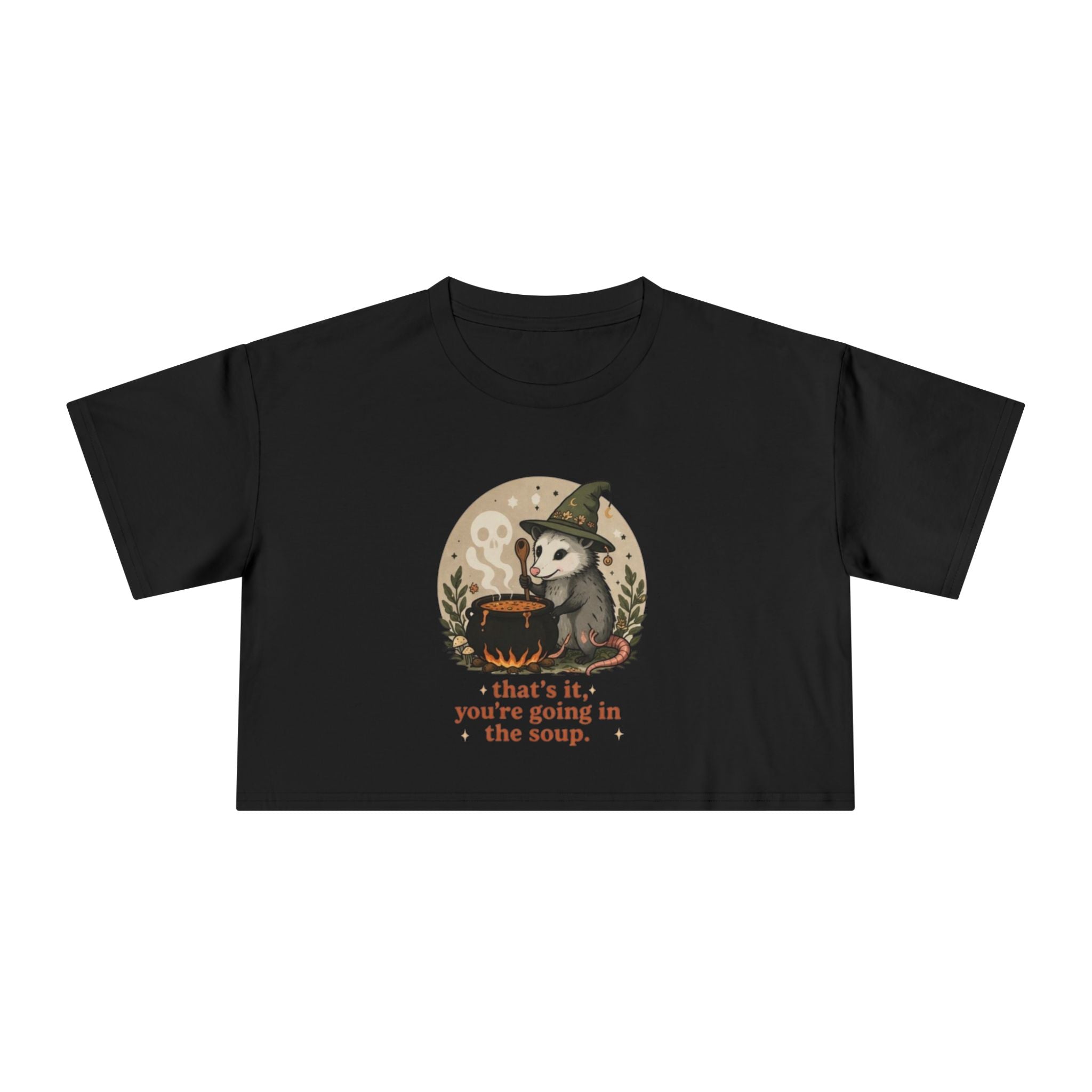 Crop Tee | Witch Cat Cauldron "thats it, youre going in the soup."