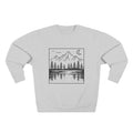 Mountain Mirror Lake Crewneck Sweatshirt | Minimal Linework Landscape