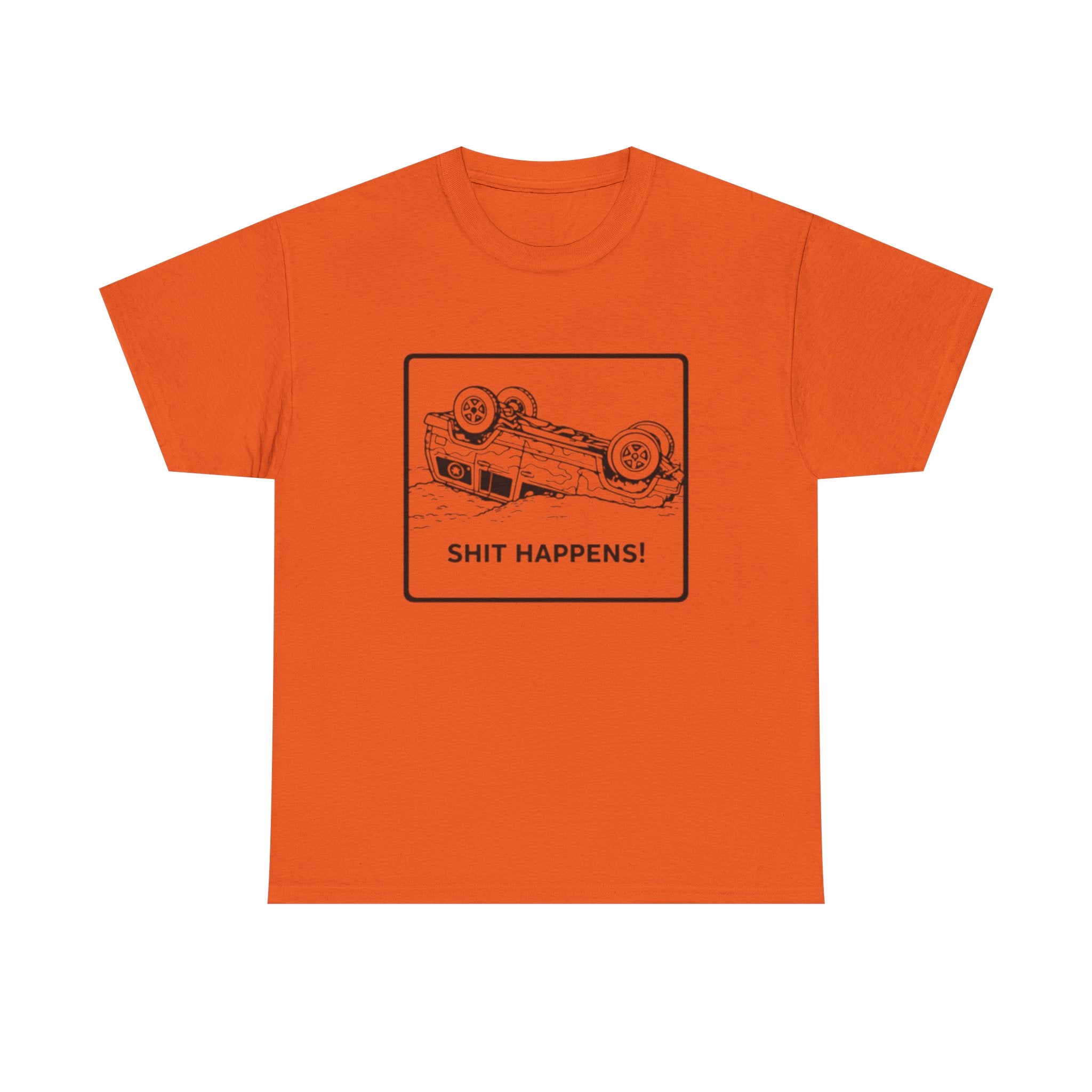 Graphic Tee | Upside-Down Car "Shit Happens!" Vintage Sketch T-Shirt