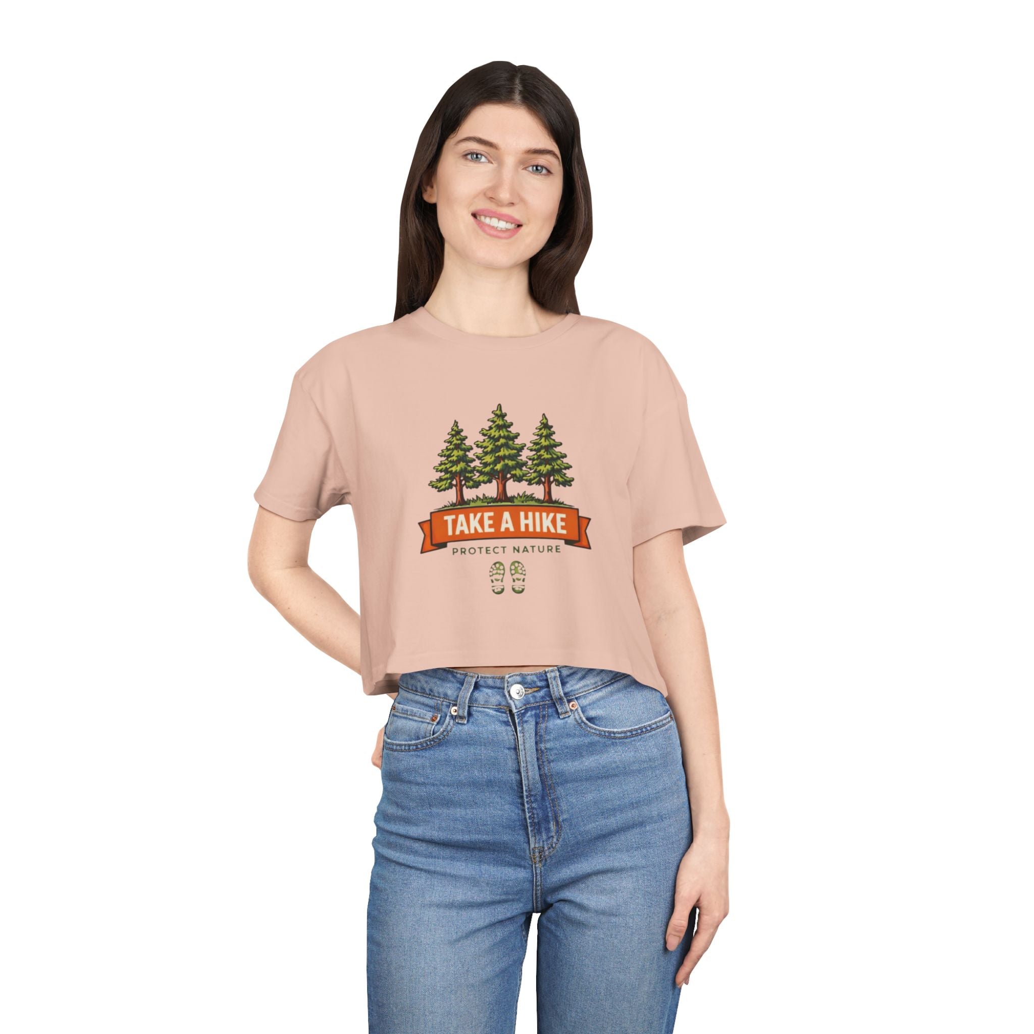 Take a Hike Crop Tee | Womens Outdoor Hiking Shirt | Protect Nature Graphic Top