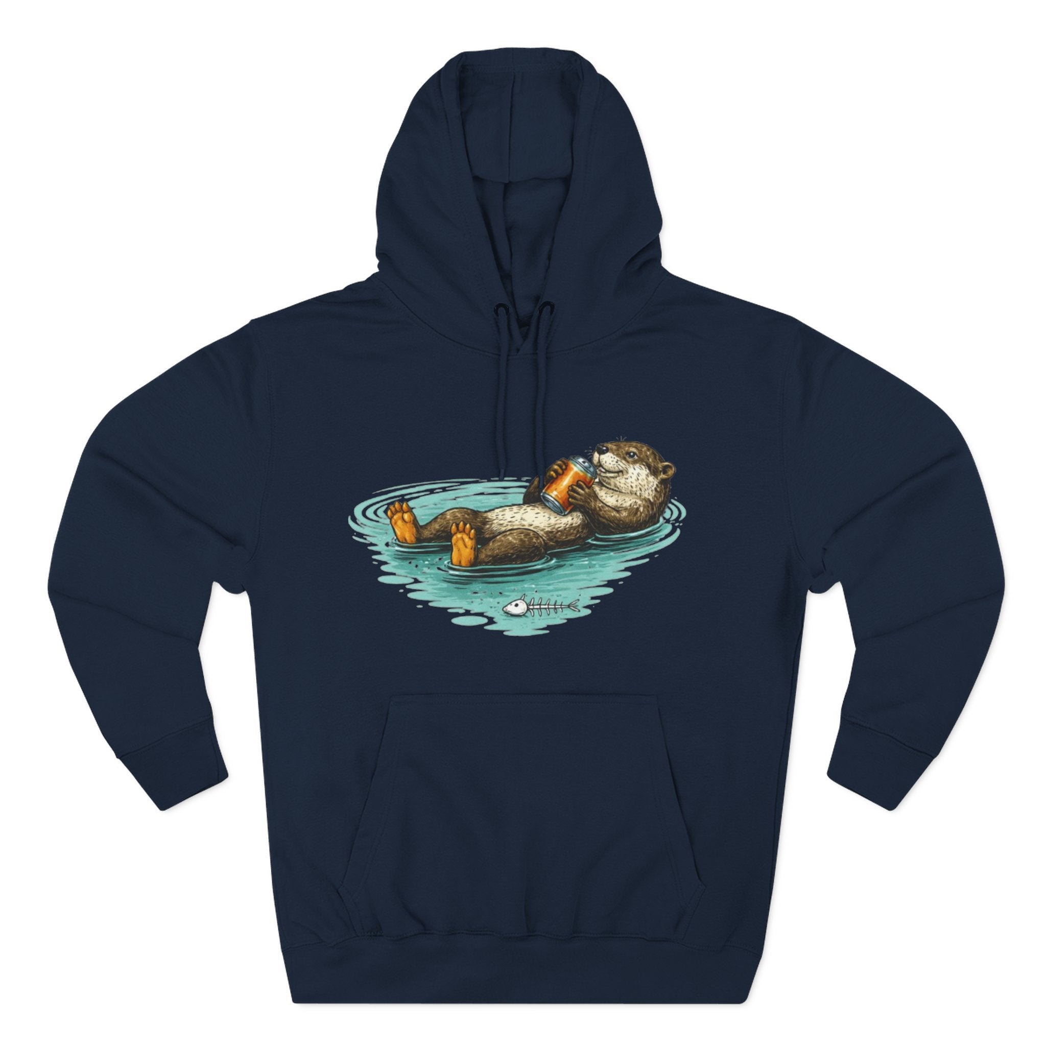 Otter Floating Graphic Hoodie | Relaxing Sea Otter with Beer Pullover