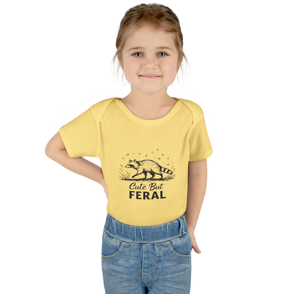 Infant Bodysuit  "Cute But Feral" Raccoon Baby Onesie | Funny Newborn Shower Gift
