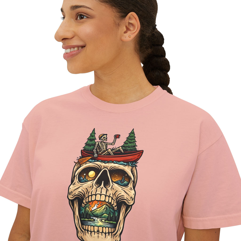 Skull Canoe Graphic Tee | Adventure Outdoors Women's Boxy T-Shirt