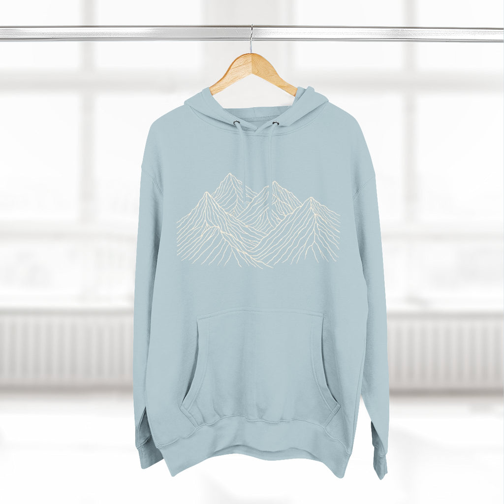 Mountain Linework Fleece Hoodie | Three Panel Mountain Landscape Design