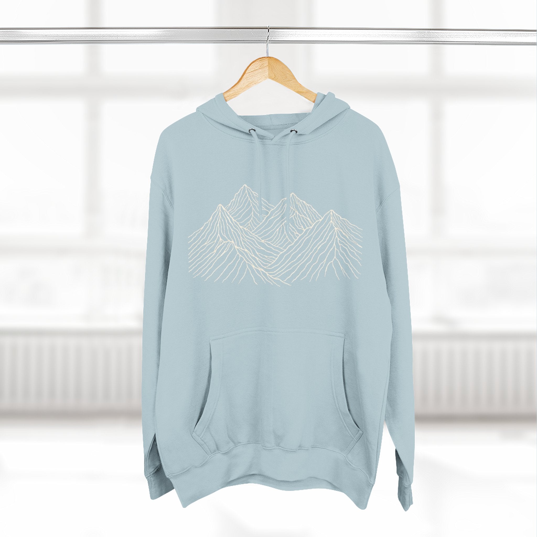 Mountain Linework Fleece Hoodie | Three Panel Mountain Landscape Design