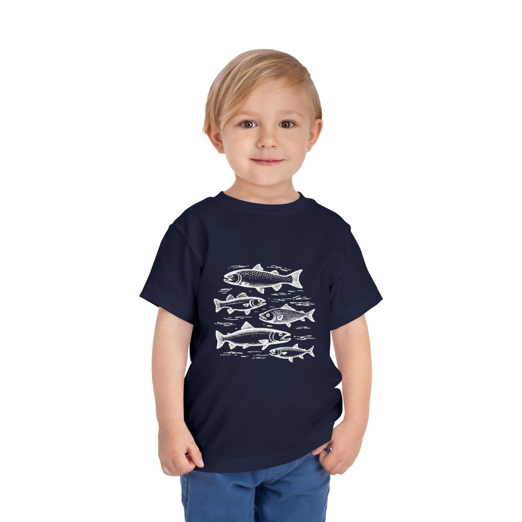 Toddler Tee | Vintage Fish Sketches Kids Short Sleeve Shirt